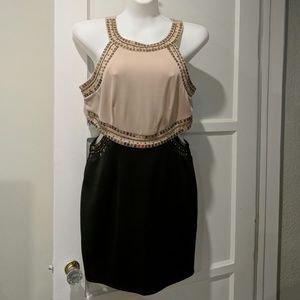 Foreign Exchange sleeveless cut out beaded mini